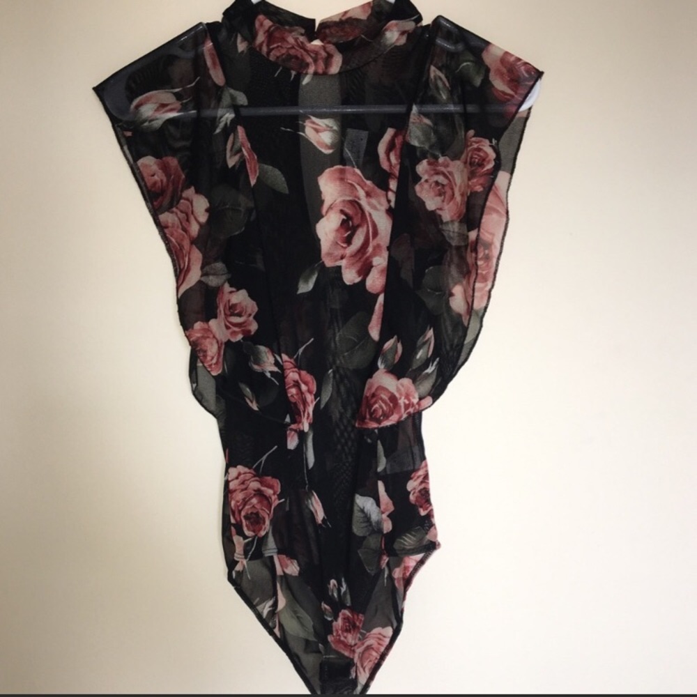 Lace See-Through Floral Bodysuit